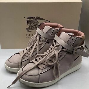 Burberry Dusty Pink and Cream High-Top Sneakers